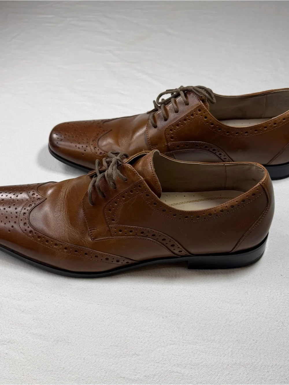 Stacy Adams Mens 13M Derby Brown Lace Up Wingtip Leather Shoes